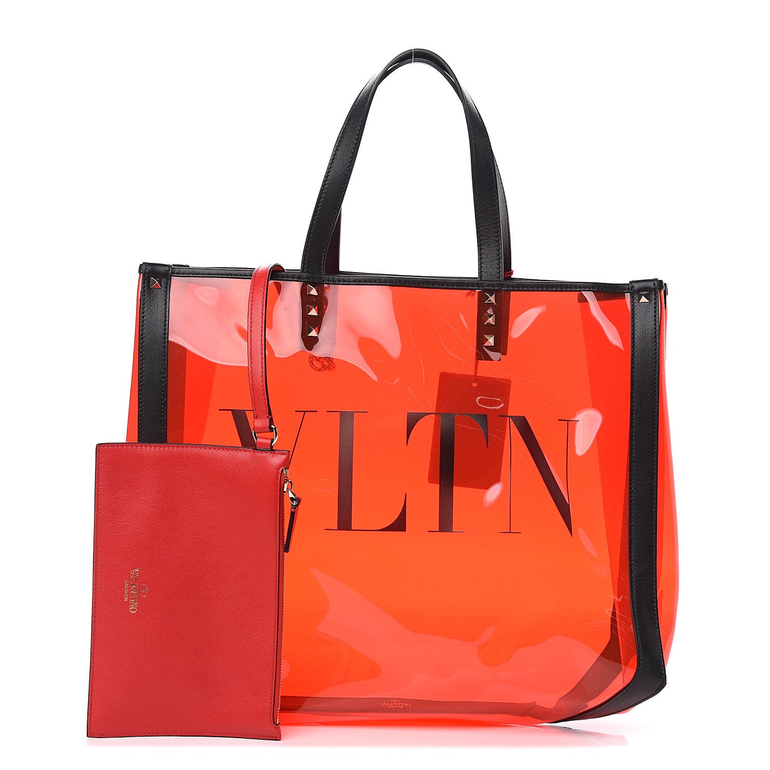 Valentino Garavani Plexy VLTN Small Shopping Bag Red Black 1 of 8