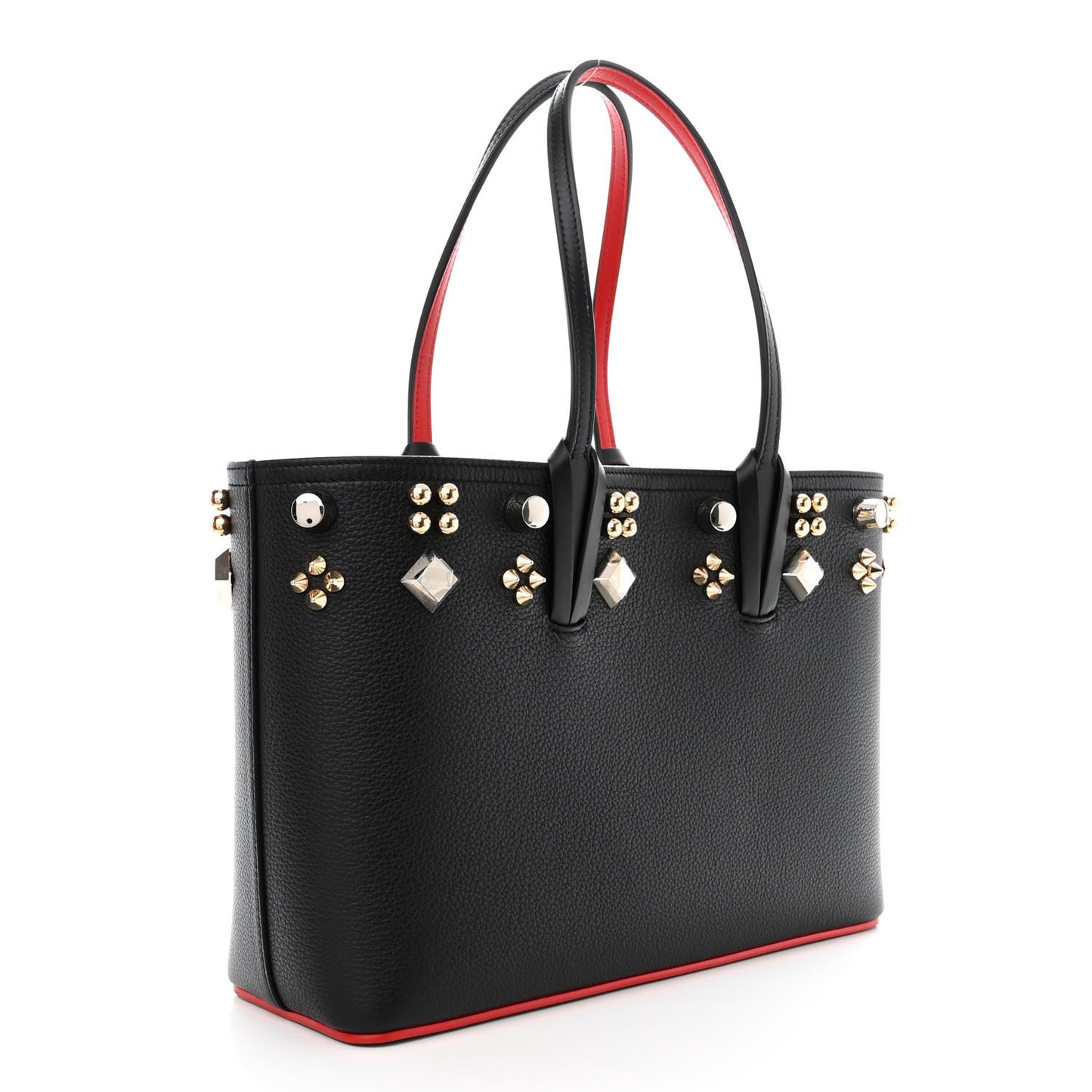 Calfskin Spikes Small East West Cabata Tote Black