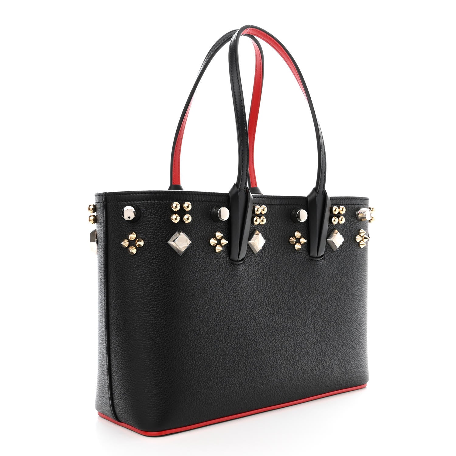 Christian Louboutin Calfskin Spikes Small East West Cabata Tote Black 4 of 12