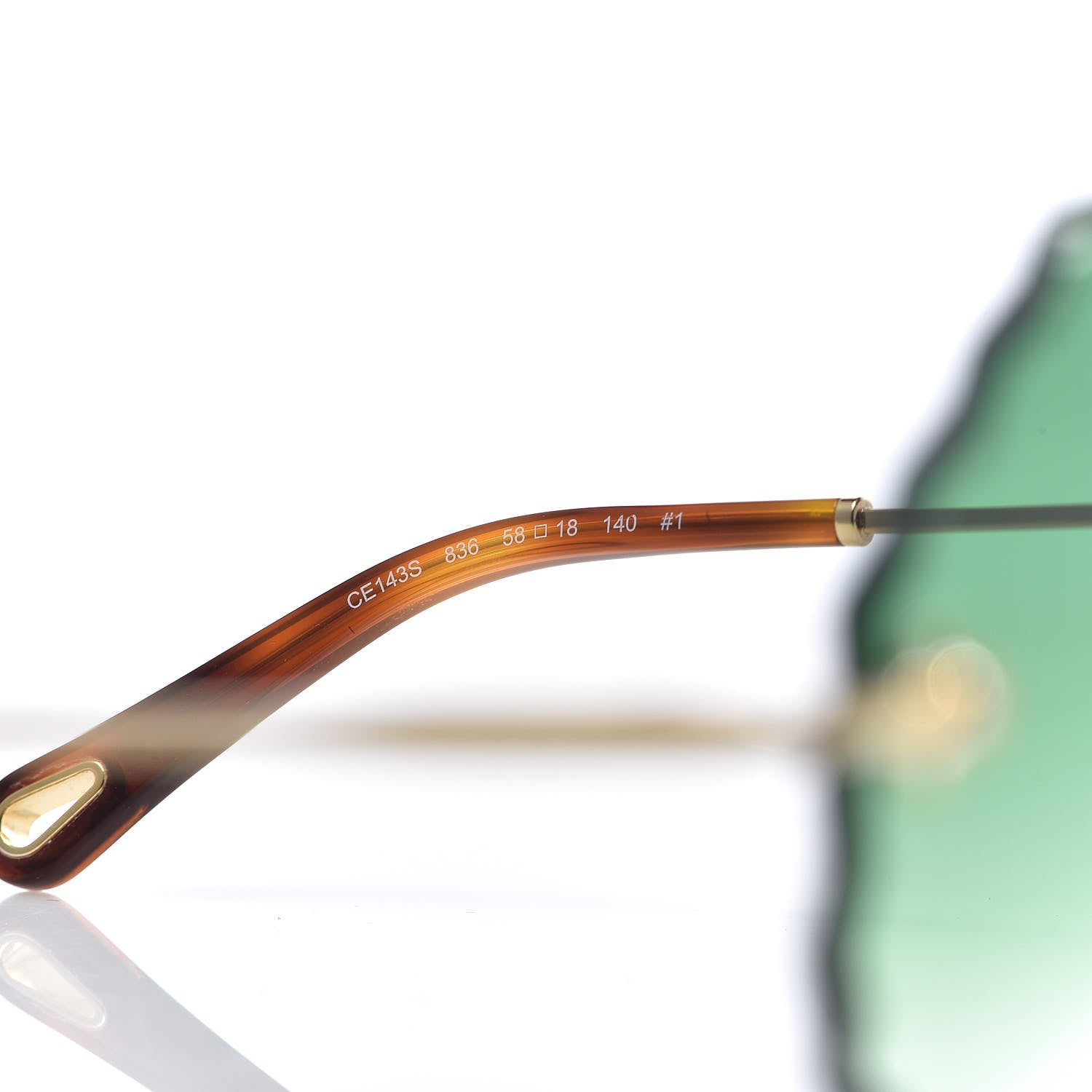 Chloe Rosie Bevelled Round Sunglasses CE142S Gold Gradient Green 5 of 7