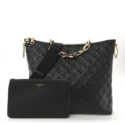 Louis Vuitton Lambskin Embossed Monogram Coussin Hobo MM Black 3 of 11