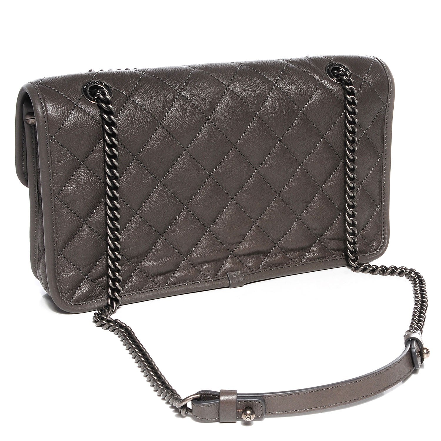 Chanel Calfskin Medium Casual Riviera Flap Dark Grey 3 of 9
