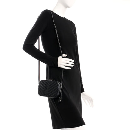 Saint Laurent Sheepskin Chevron Small Camera Bag Black 2 of 6