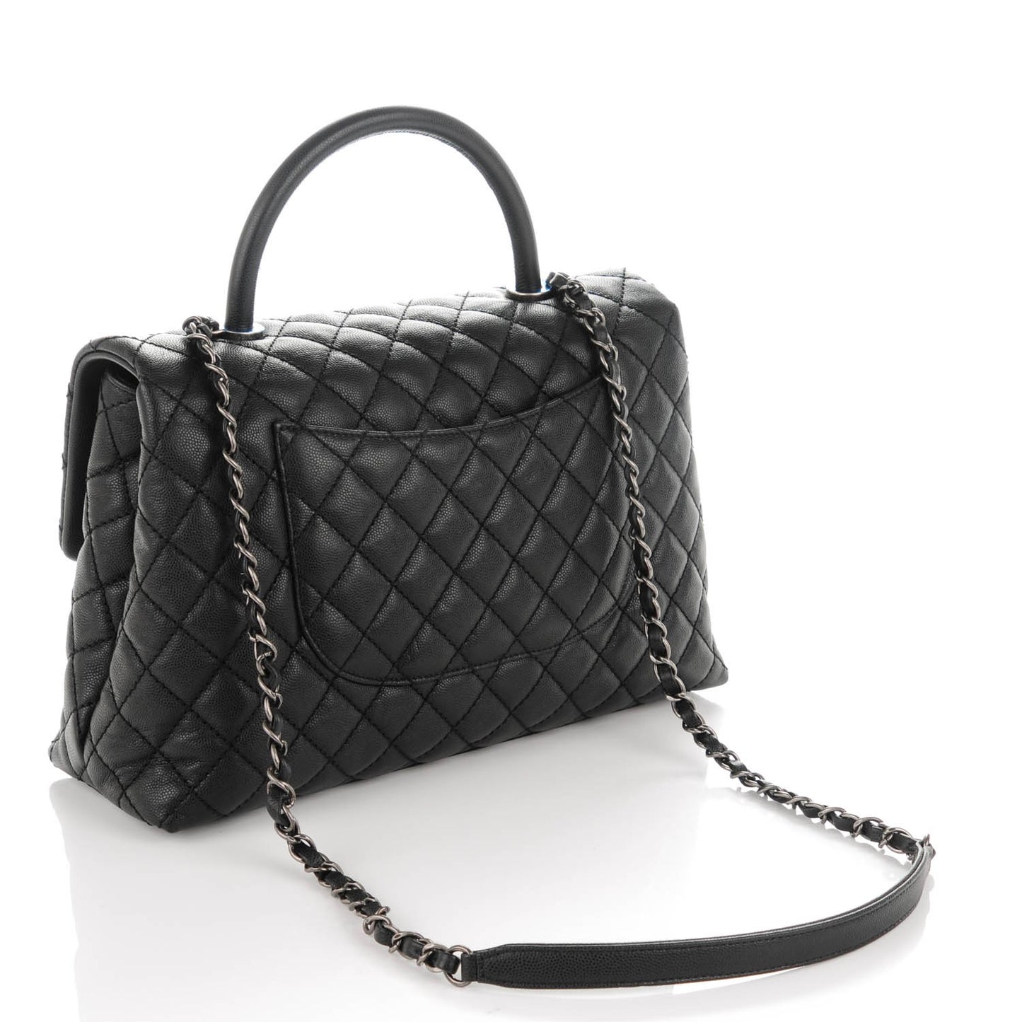 Caviar Quilted Medium Coco Handle Flap Black