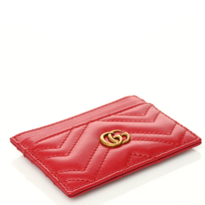 Gucci Calfskin Matelasse GG Marmont Card Holder Hibiscus Red 4 of 7