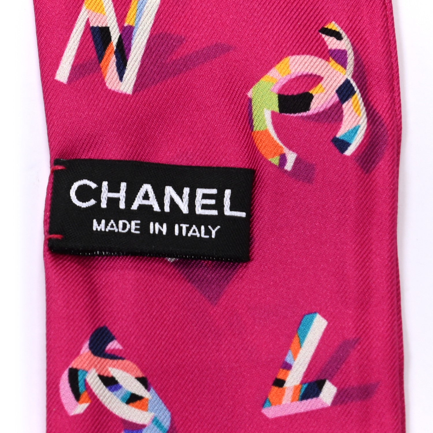 Chanel Silk CC Slim Bandeau Scarf Pink Multicolor 3 of 3