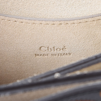 Chloe Suede Calfskin Floral Patchwork Studded Small Faye Shoulder Bag Black Brown 6 of 8