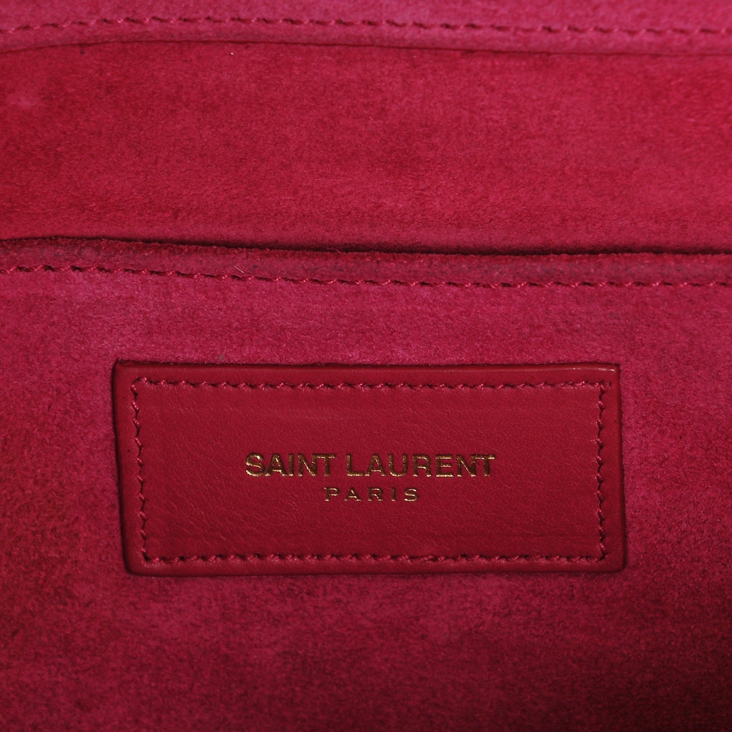 Calfskin Classic Y Ligne Clutch Fuchsia