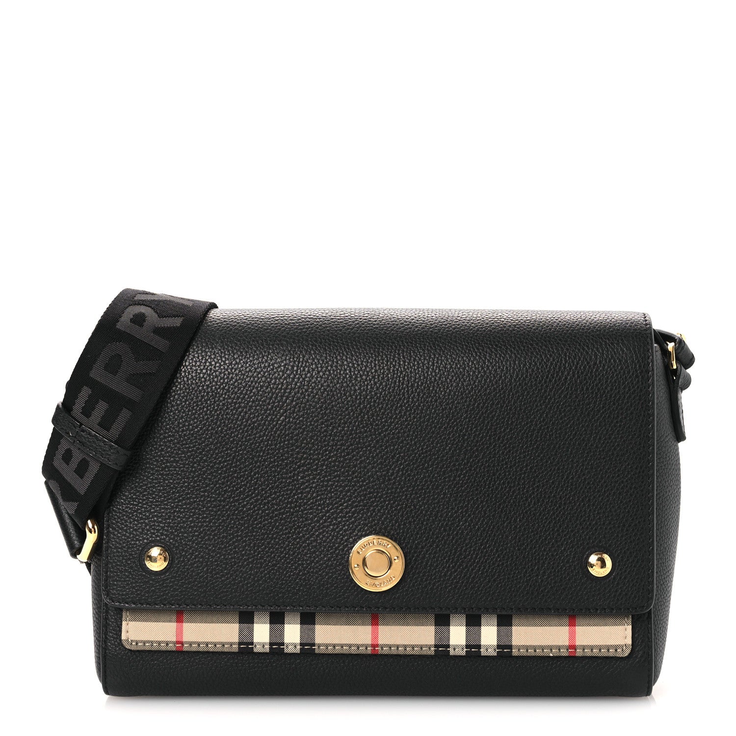Burberry Grainy Calfskin Vintage Check Note Crossbody Bag Black 1 of 11