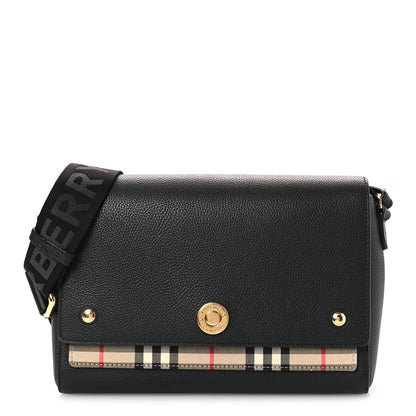 Burberry Grainy Calfskin Vintage Check Note Crossbody Bag Black 1 of 11