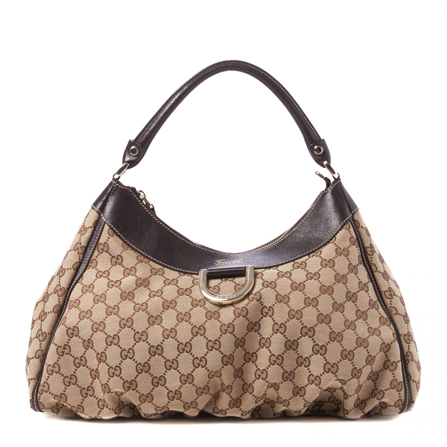 Monogram Large D Gold Hobo Dark Brown