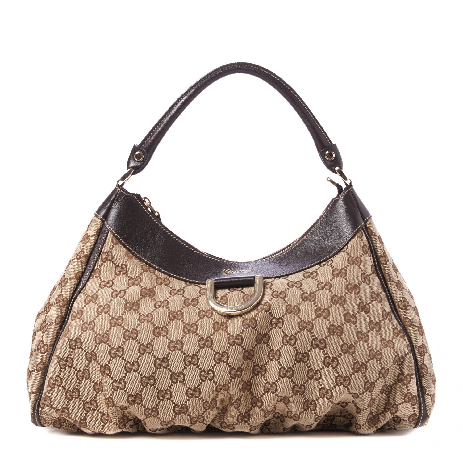 Gucci Monogram Large D Gold Hobo Dark Brown 1 of 9