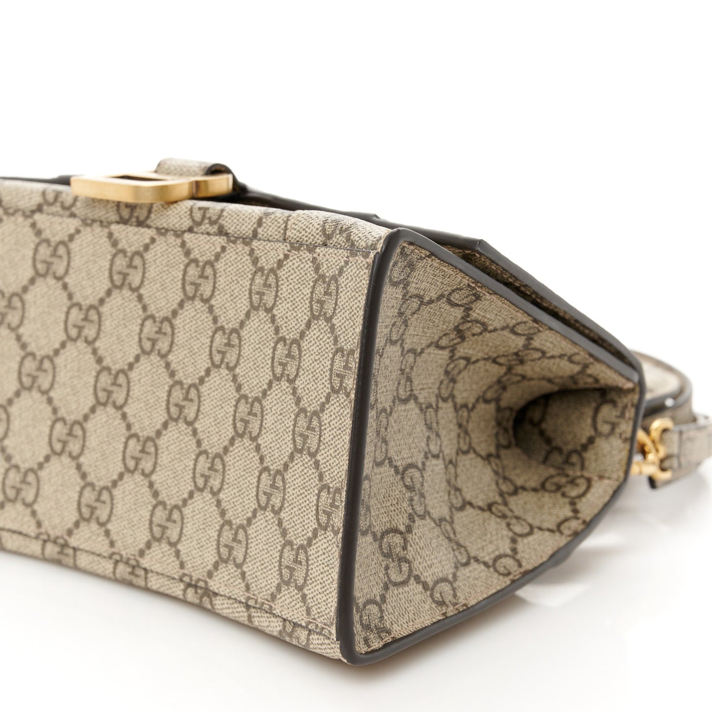X GUCCI GG Supreme Monogram Small Hourglass Top Handle Bag Beige Ebony