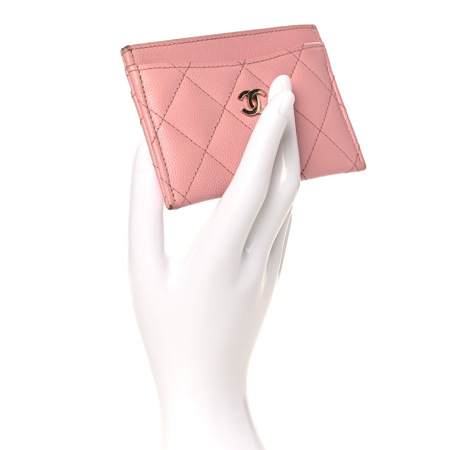 Caviar Quilted Card Holder Pink