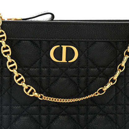 Christian Dior Calfskin Cannage Caro Zipped Pouch With Chain Black 8 of 10