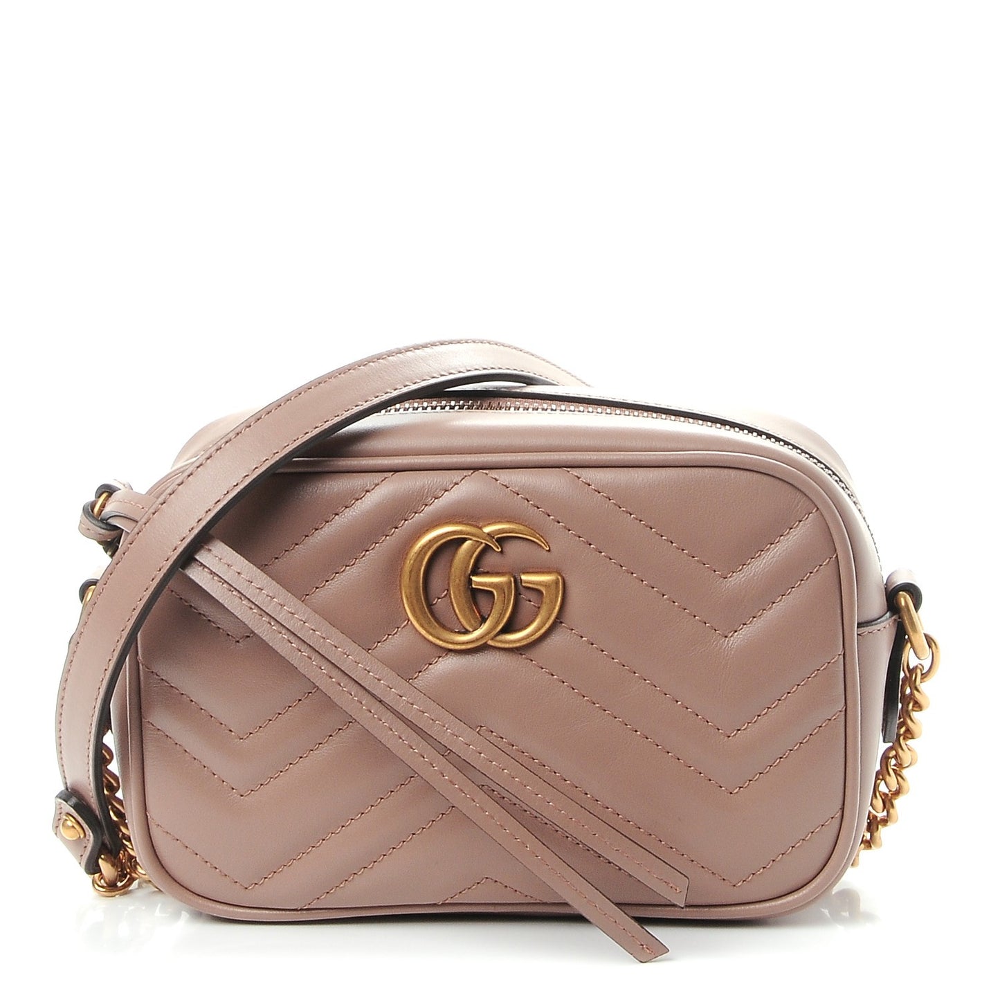 Calfskin Matelasse Mini GG Marmont Chain Shoulder Bag Porcelain Rose