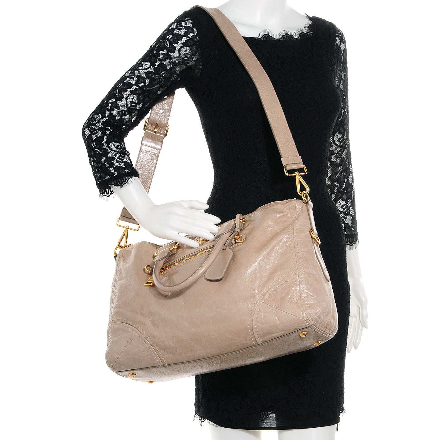 Prada Vitello Shine Bauletto Pomice 2 of 10