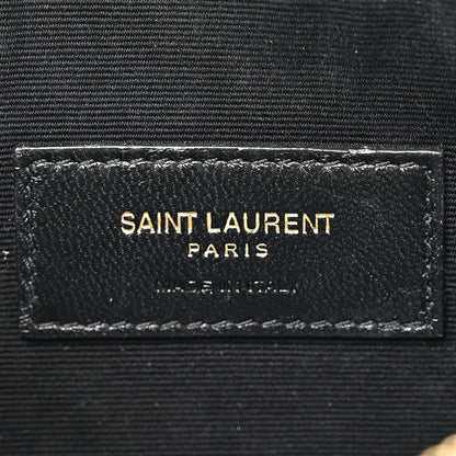 Saint Laurent Grain De Poudre Chevron Monogram Large Bill Pouch Dark Beige 6 of 10