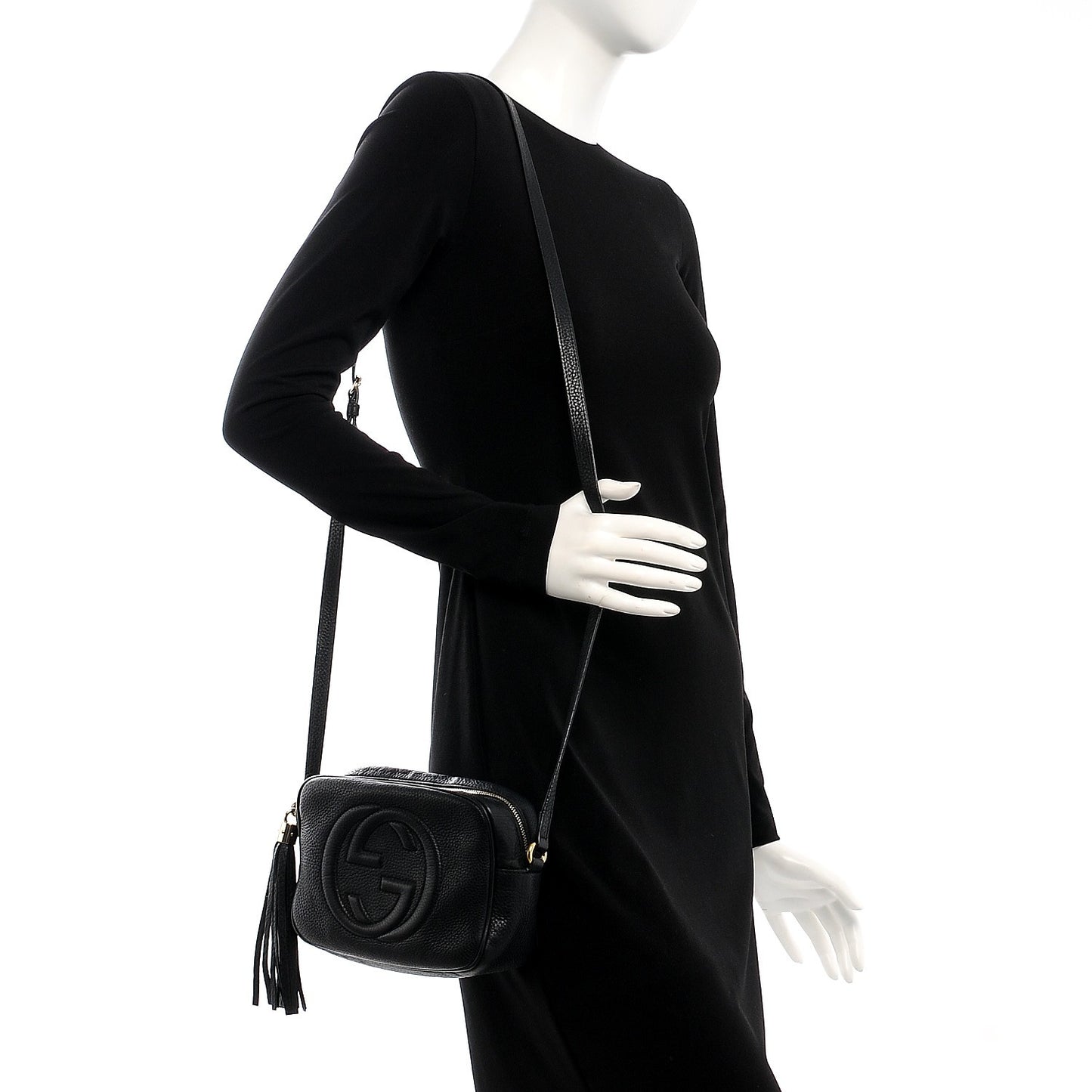 Pebbled Calfskin Small Soho Disco Bag Black