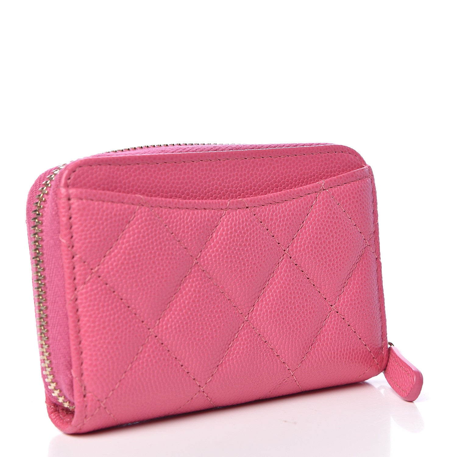 Chanel Caviar Quilted Zip Coin Purse Pink 3 of 9
