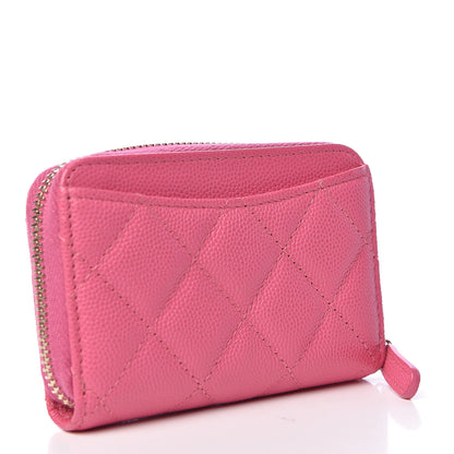 Chanel Caviar Quilted Zip Coin Purse Pink 3 of 9