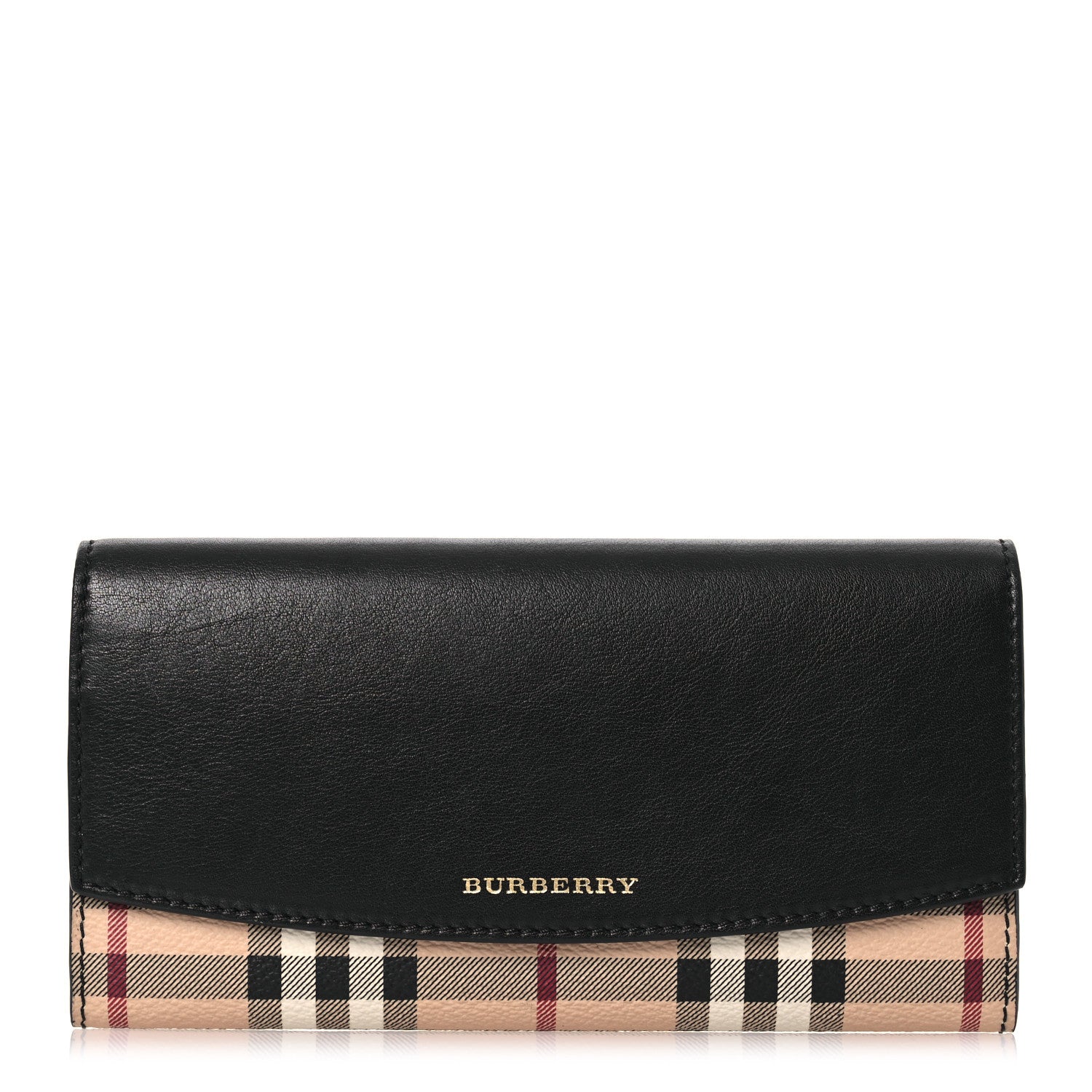 Burberry Calfskin Horseferry Check Porter Continental Wallet Black 1 of 13