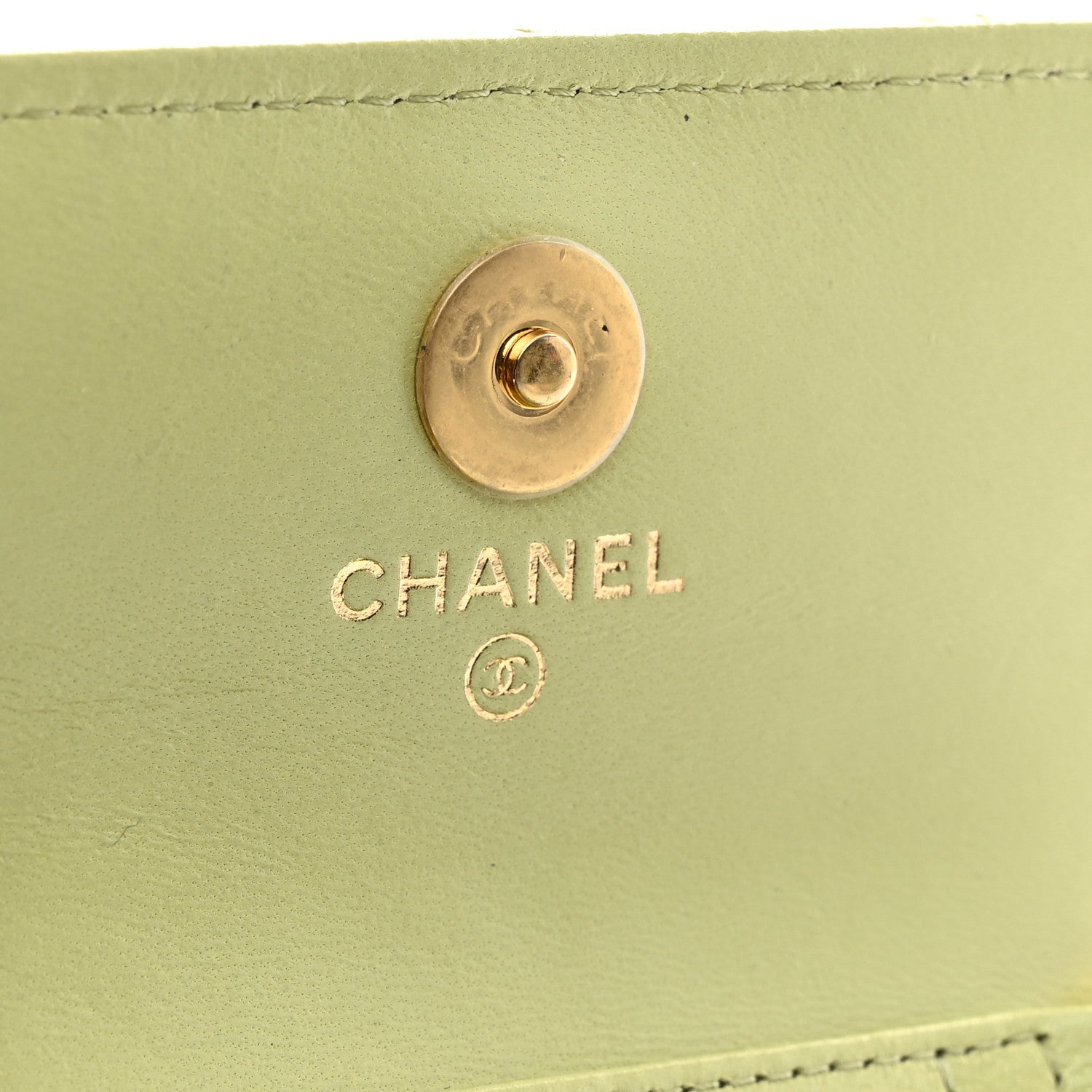 Chanel Lambskin Quilted Flap Card Holder On Chain Light Green 6 of 12