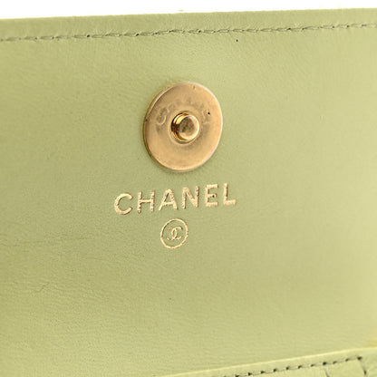 Chanel Lambskin Quilted Flap Card Holder On Chain Light Green 6 of 12