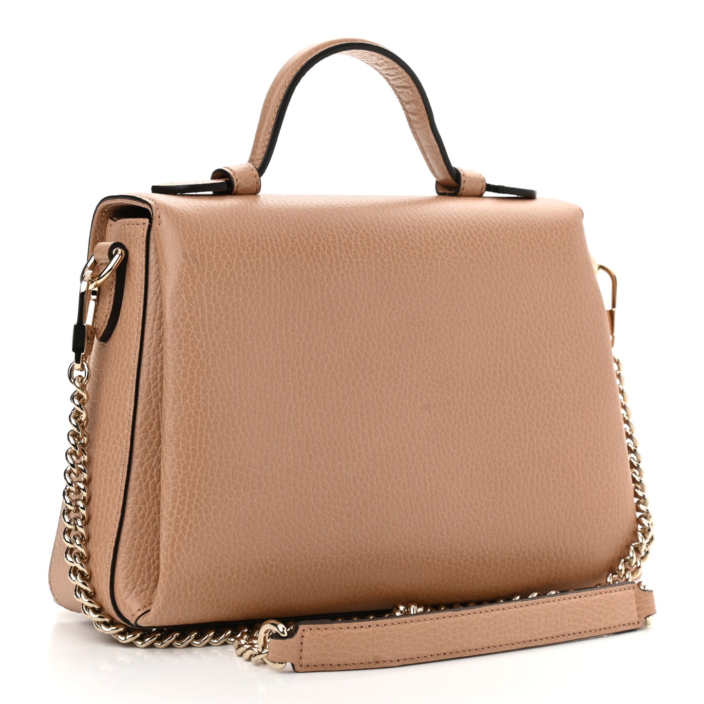 Dollar Calfskin Interlocking G Top Handle Shoulder Bag Camelia