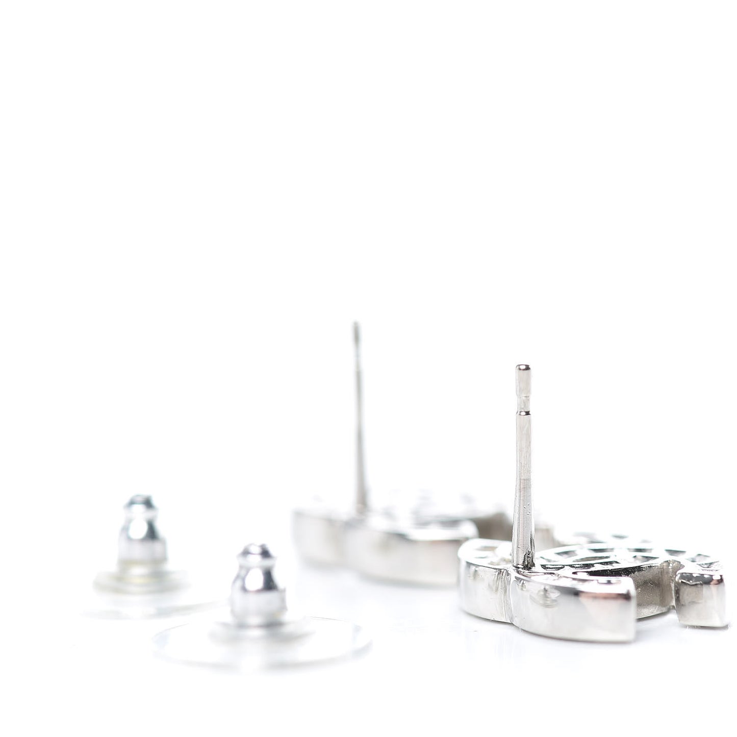 Baguette Crystal CC Earrings Silver