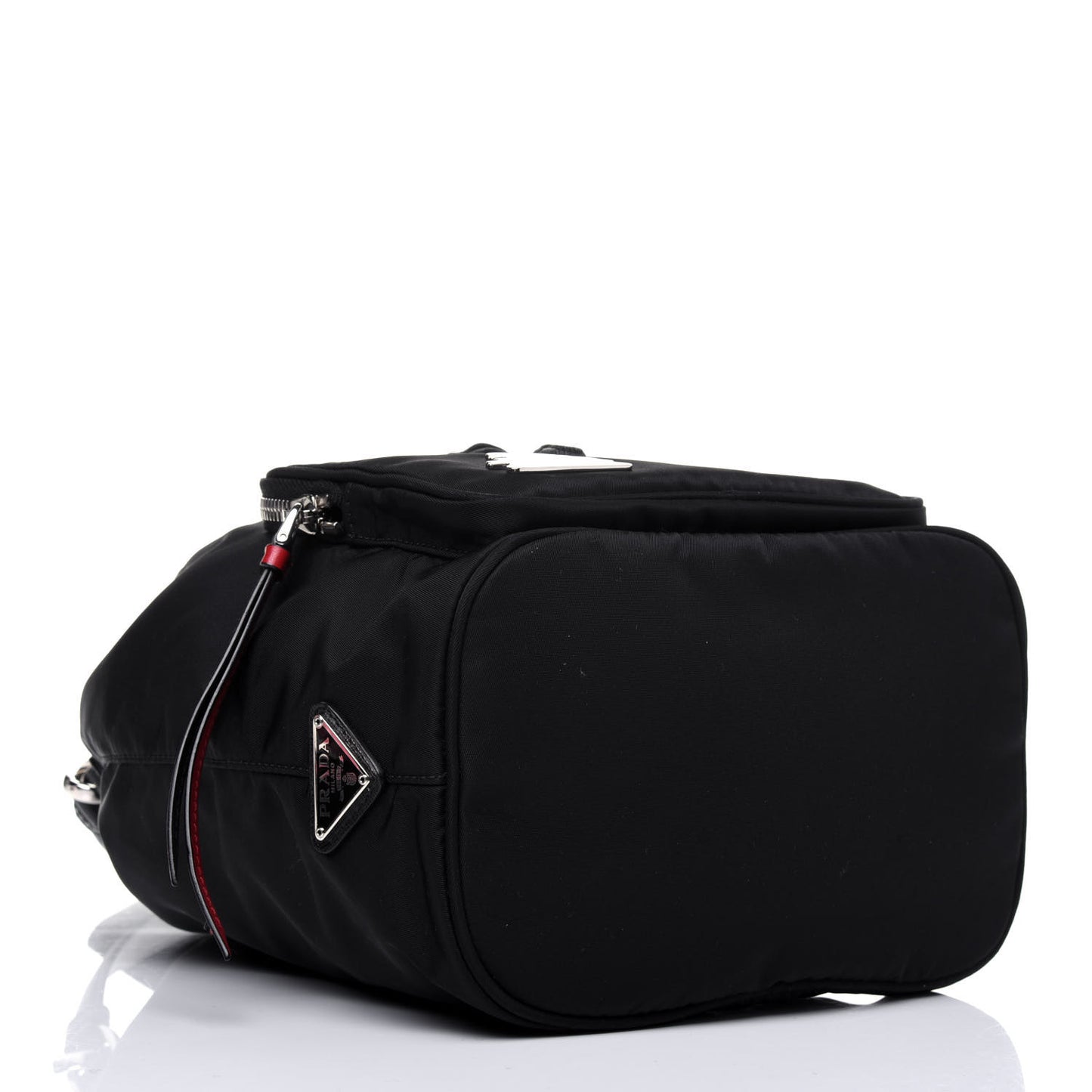 Tessuto Nylon Saffiano Smalto Mini Bucket Crossbody Bag Black