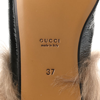Gucci Patent Fur Womens Princetown Slippers 37 Black 6 of 7