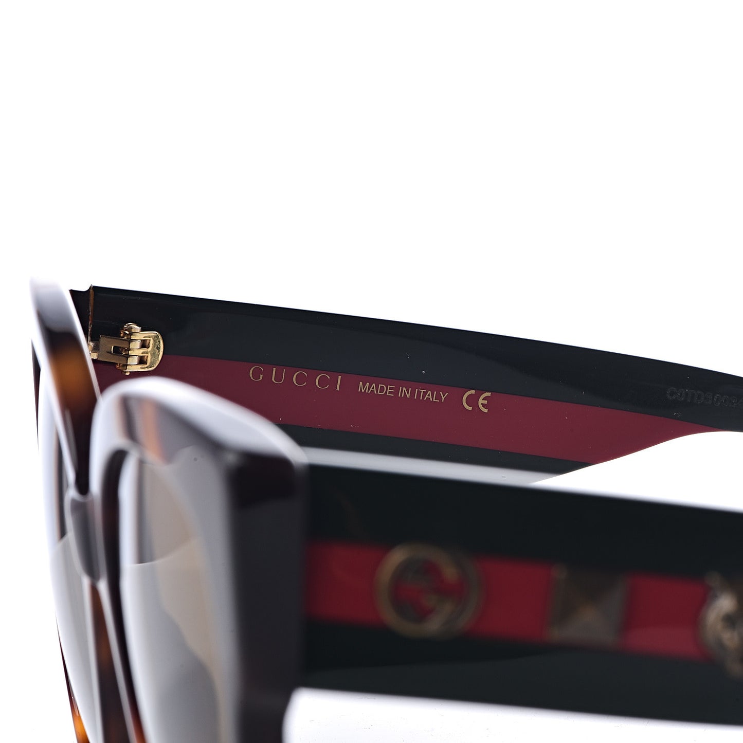 Acetate Square Frame Web Sunglasses GG0059S Black Tortoise