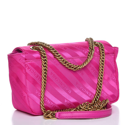 Balenciaga Nylon Jacquard Diagonal Logo S BB Round Shoulder Bag Rose Magenta 3 of 7
