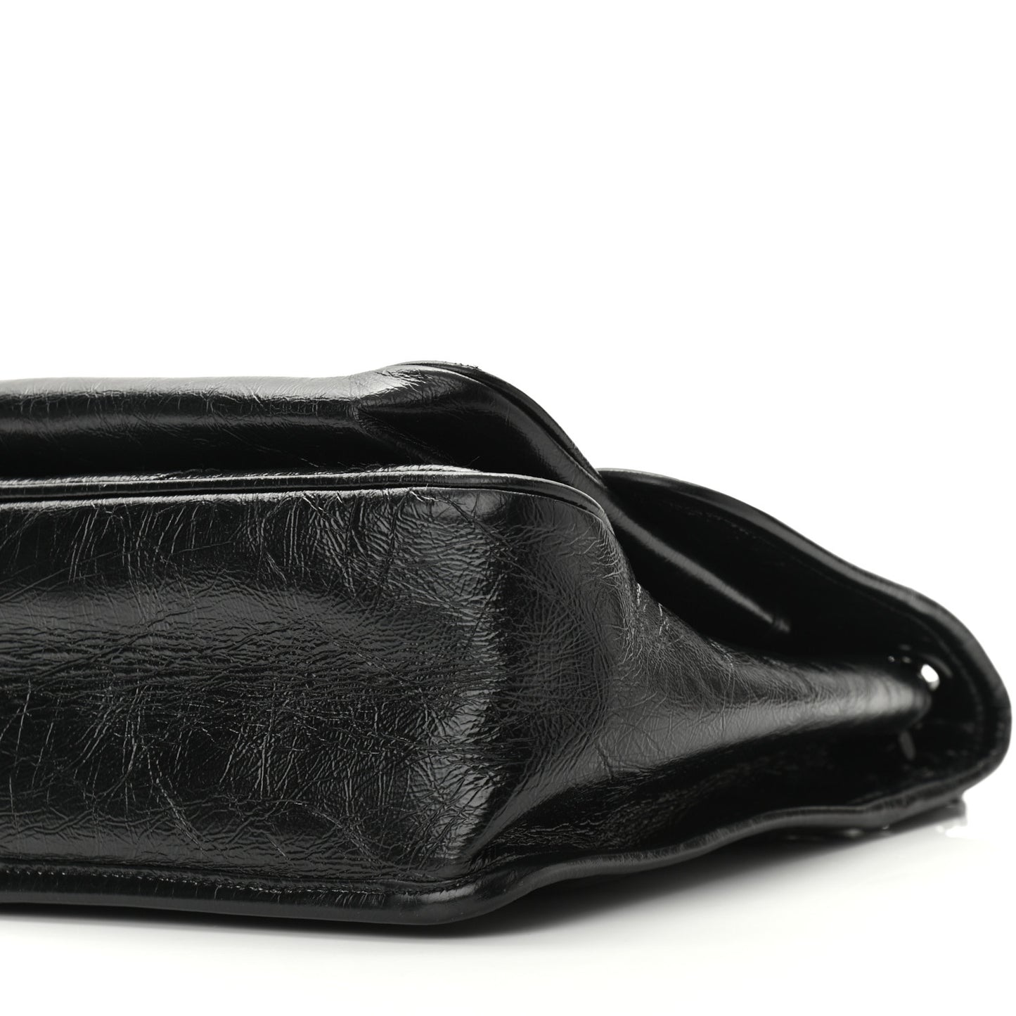 Crinkled Calfskin Matelasse Monogram Medium Niki Chain Satchel Black