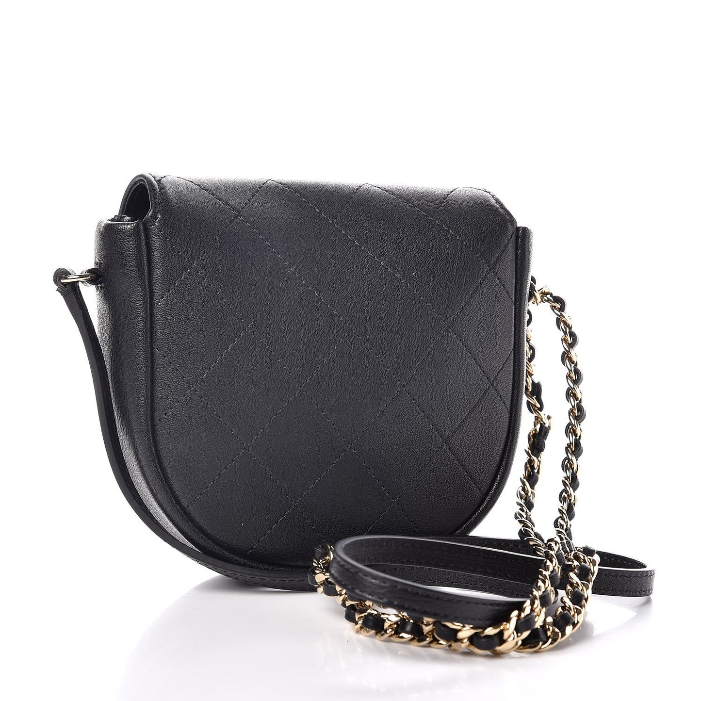 Lambskin Stitched Small Messenger Flap Black