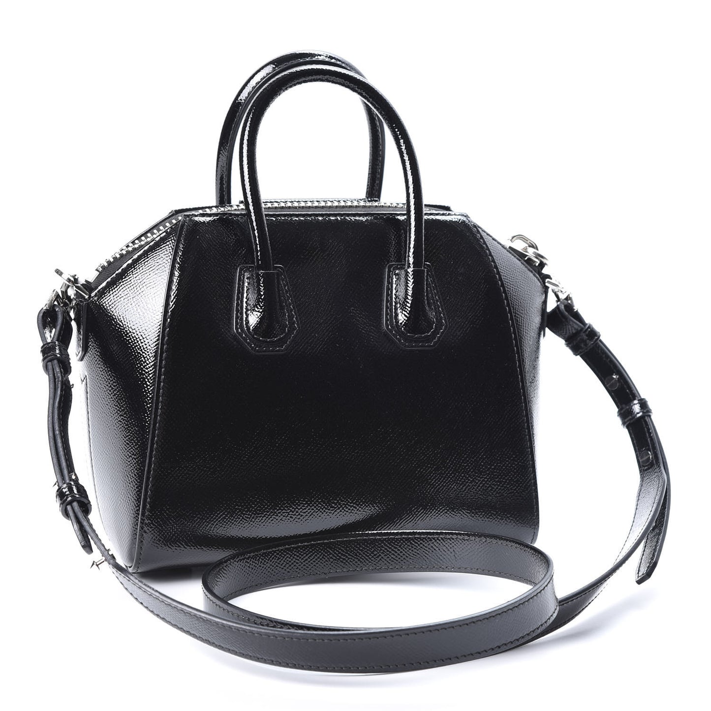 Textured Patent Calfskin Mini Antigona Black