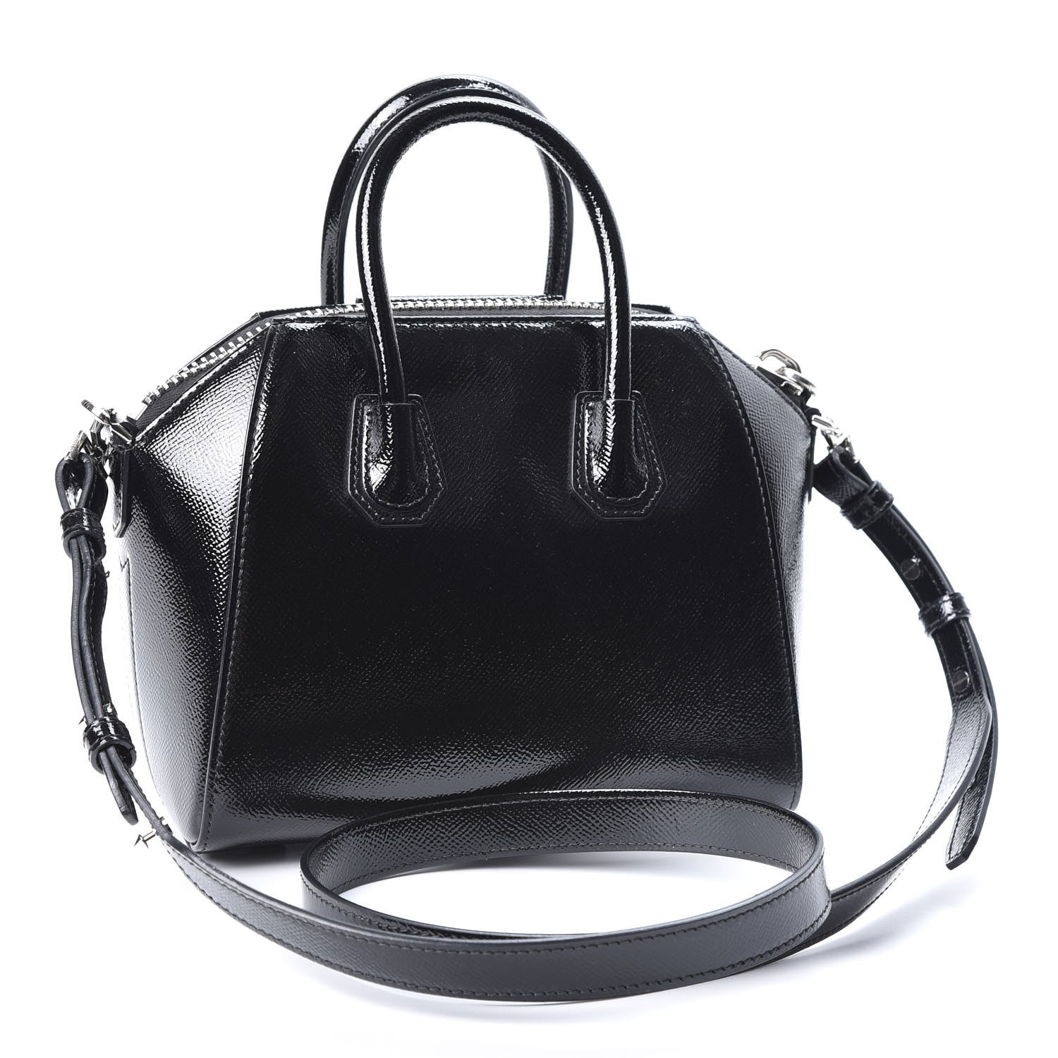 Givenchy Textured Patent Calfskin Mini Antigona Black 2 of 10