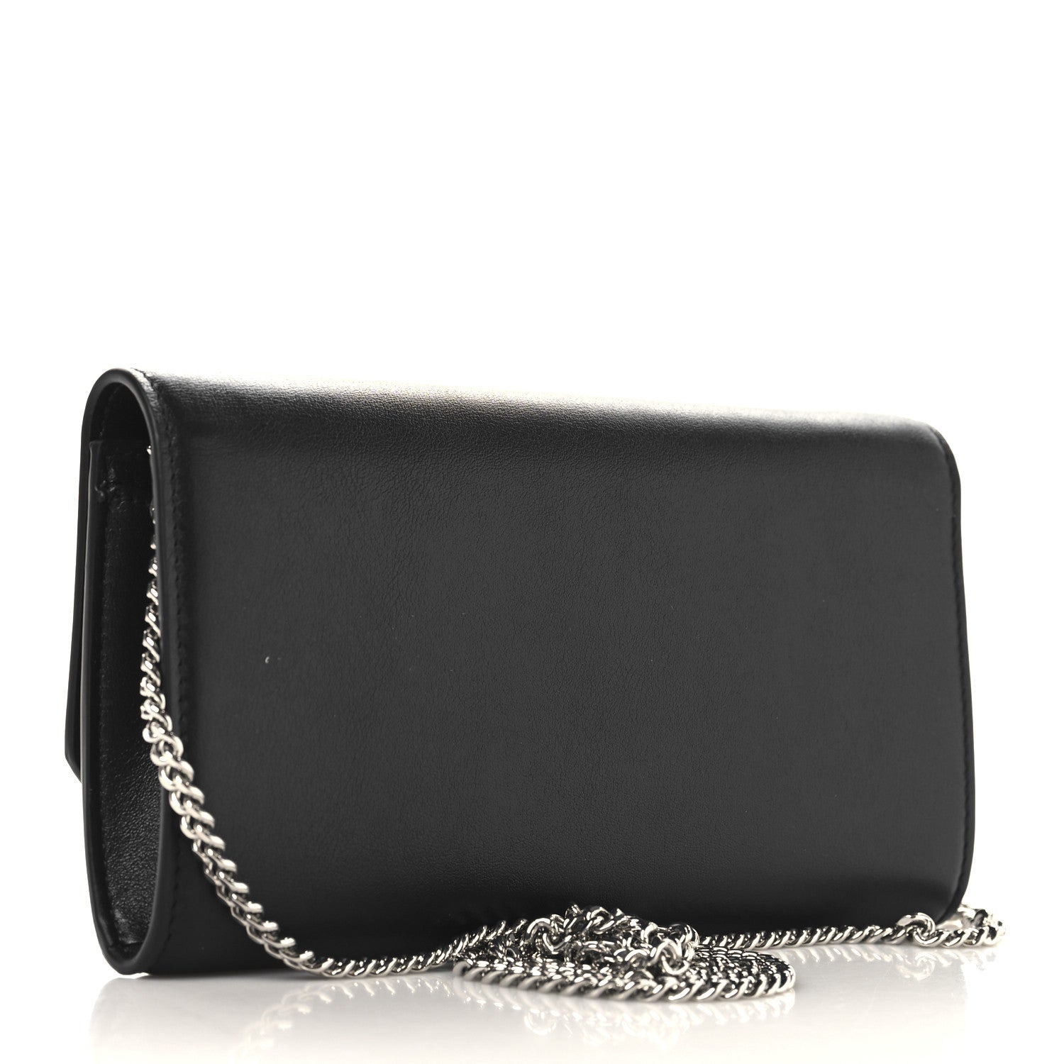Jimmy Choo Smooth Calfskin Crystal Embellished Chain Wallet Black 2 of 10
