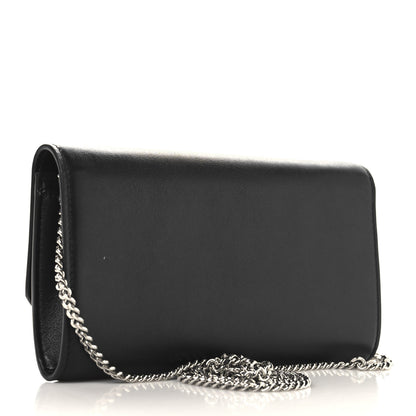 Jimmy Choo Smooth Calfskin Crystal Embellished Chain Wallet Black 2 of 10