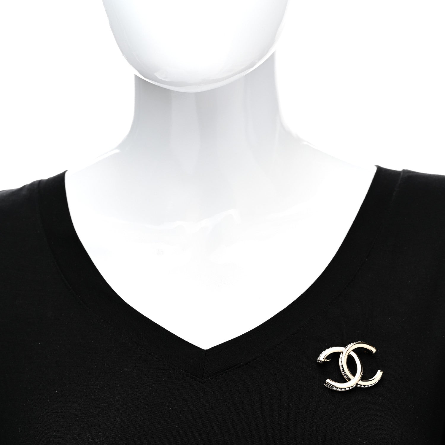 Chanel Metal Crystal CC Brooch Light Gold 2 of 5