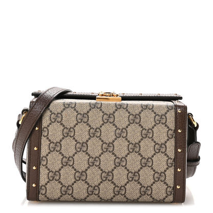 Gucci GG Supreme Monogram Textured Dollar Calfskin Mini Trunk Shoulder Bag Beige Ebony New Acero 1 of 11