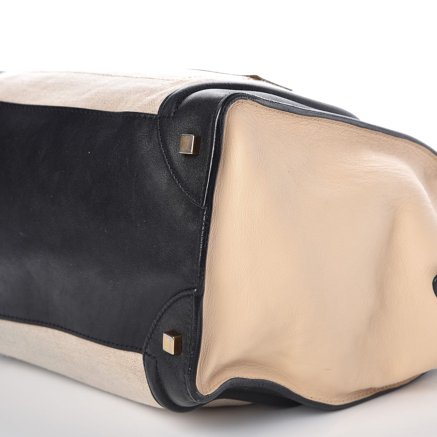 Calfskin Linen Mini Tri-Color Luggage Beige