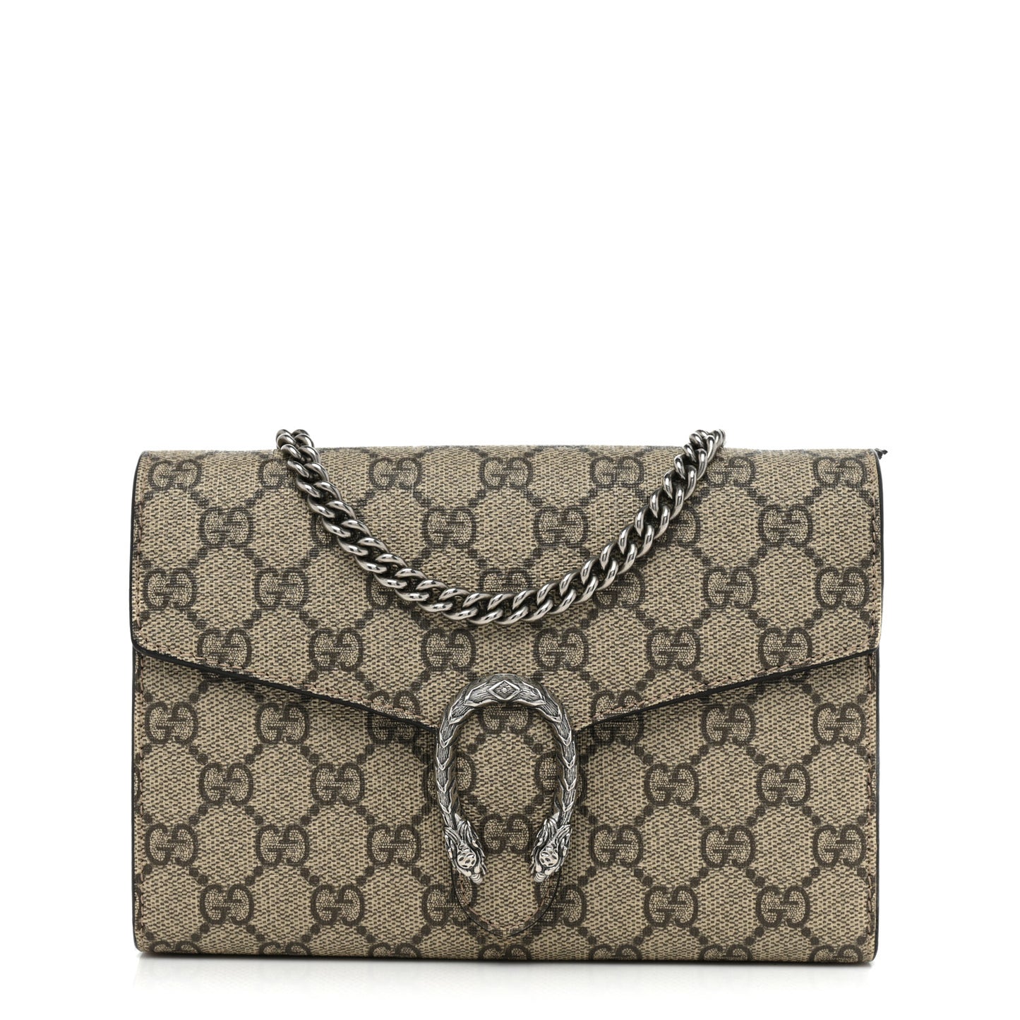 GG Supreme Monogram Mini Dionysus Chain Wallet Beige Taupe