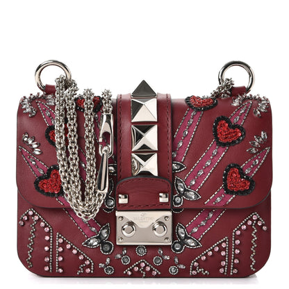 Valentino Garavani Vitello Crystal Loveblade Embellished Mini Glam Lock Rockstud Flap Rubino 1 of 8