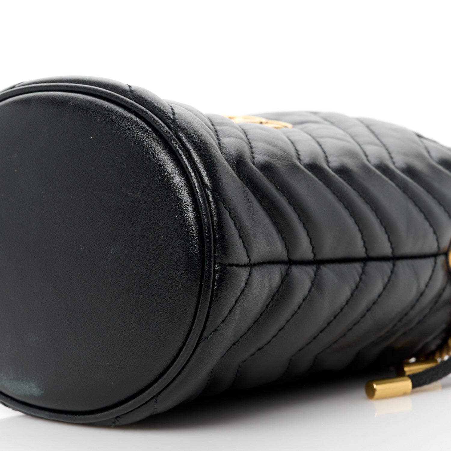 Gucci Calfskin Matelasse Mini GG Marmont 2.0 Bucket Bag Black 10 of 12