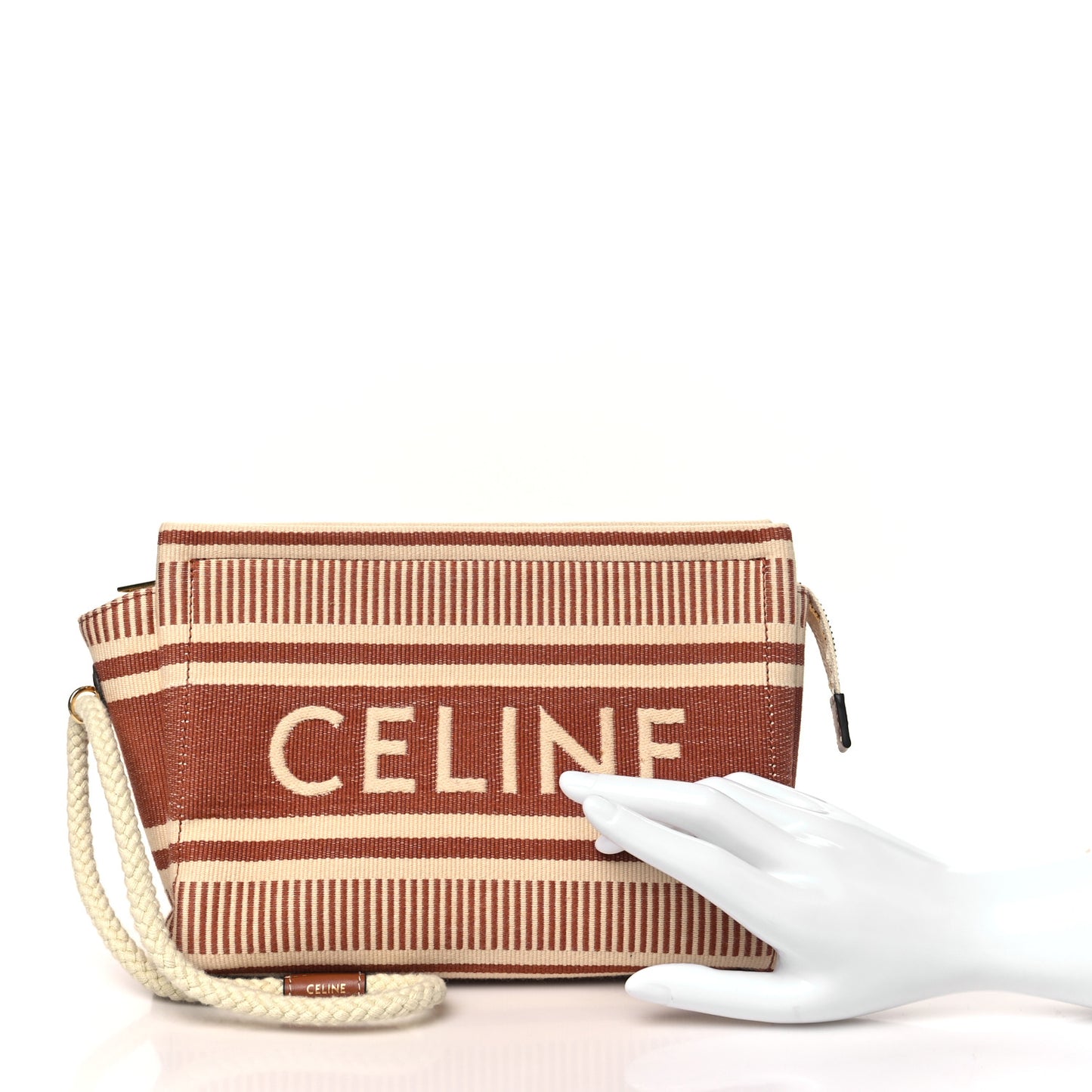 Textile Striped Logo Thais Pouch Sienna
