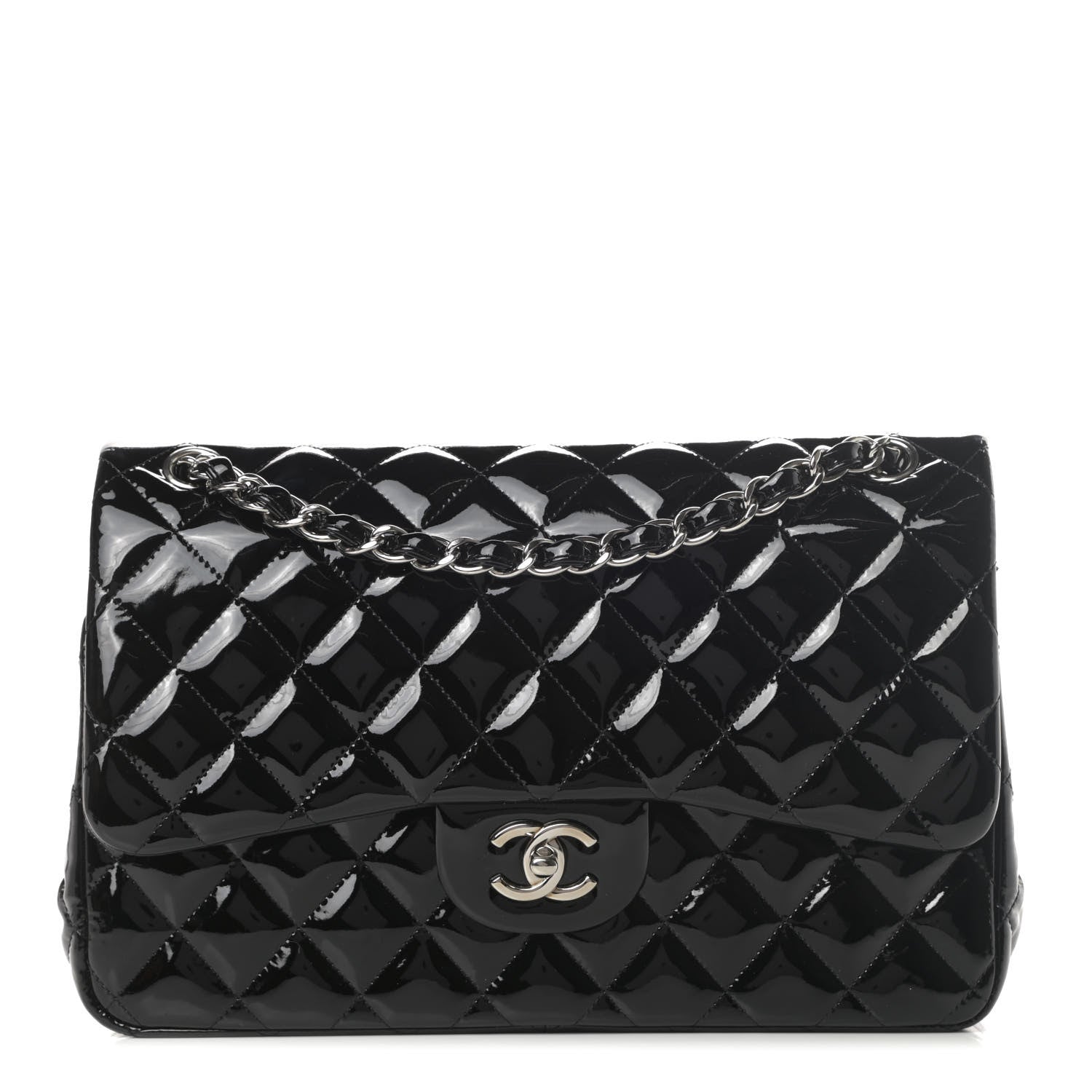 Chanel Patent Quilted Jumbo Double Flap Black 1 of 15