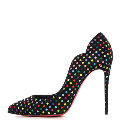 Christian Louboutin Suede Polka Dot Hot Chick 100 Pumps 37.5 Black Multicolor 2 of 8