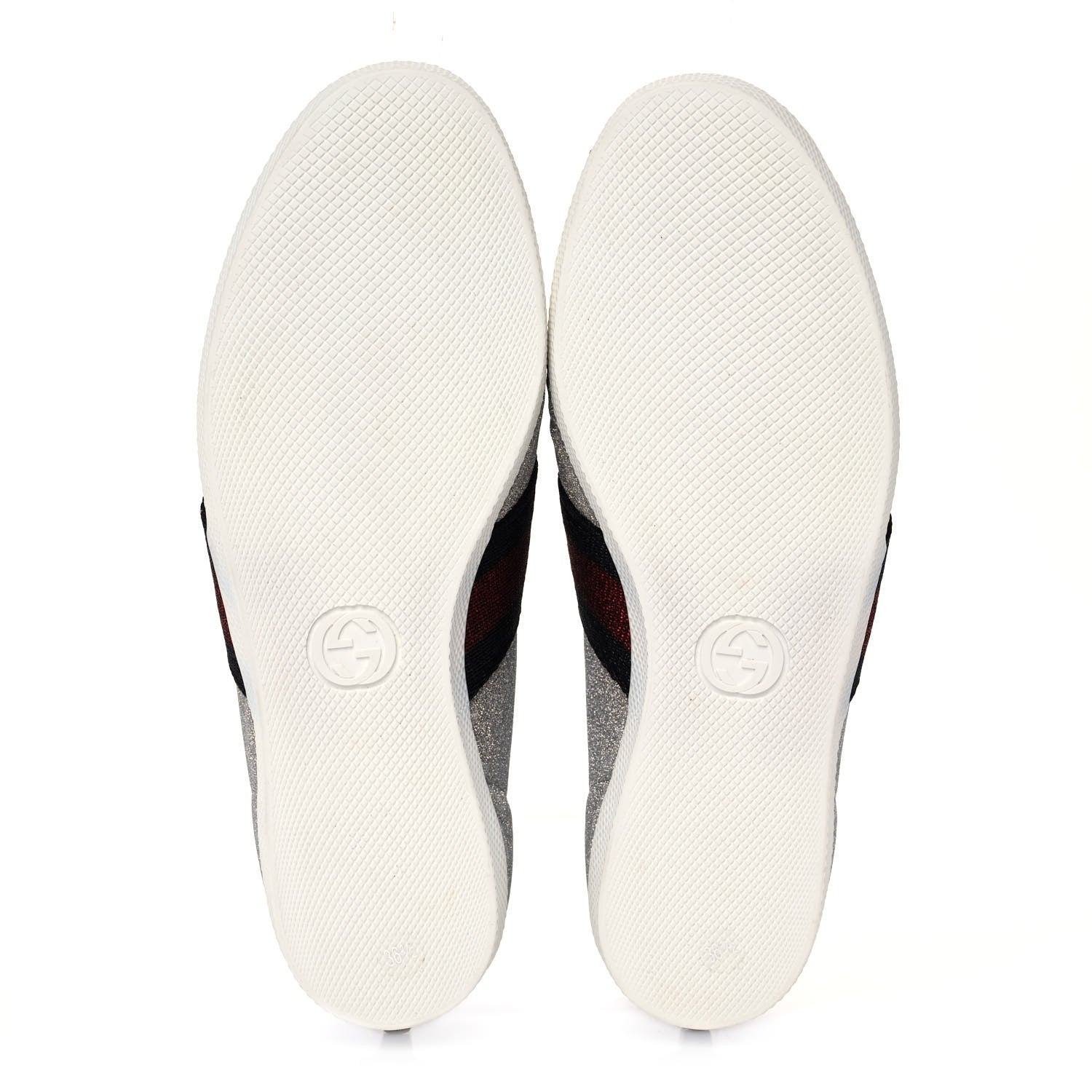 Gucci Glitter Fabric Studded Web Womens Sneakers 36.5 Silver 5 of 9